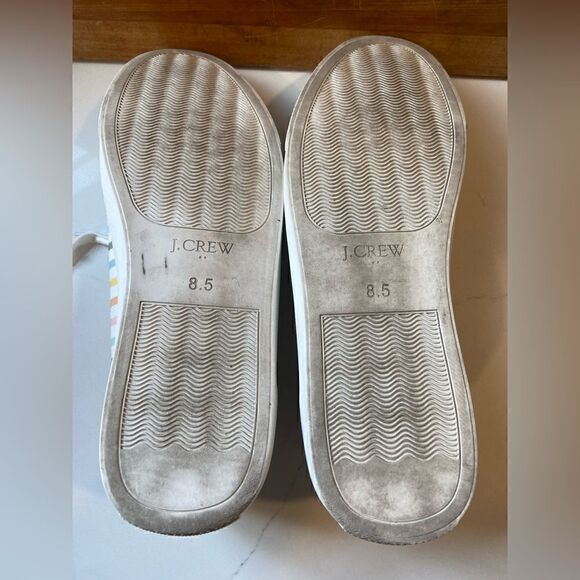 J. Crew Striped Sneakers Women Casual 8.5 Rainbow Printed Road Trip Canvas - Picture 9 of 9